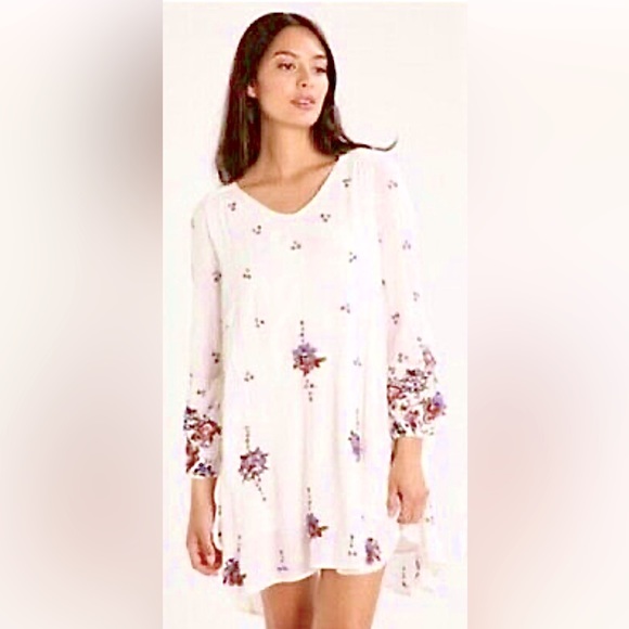 Free People Oxford Embroidered Mini  Floral Swing Dress or Tunic - Picture 1 of 8